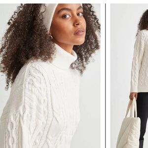& Other Stories Cream Cable Knit Turtleneck Sweater